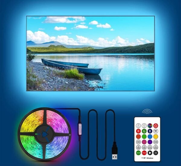 Комплект светодиодна лента, LED, контролер, ДУ, самозалепваща, RGB, USB, 5VDC, 5W, 2m