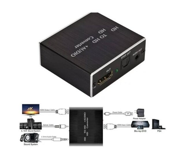 Конвертор, преобразувател, вход HDMI(ж), изход HDMI(ж), 3,5mm JACK, оптика(ж)