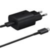 Комплект, мрежово зарядно, съвместимо с Samsung, бързо зареждане, кабел, черен, USB-C, Type-C, 25W