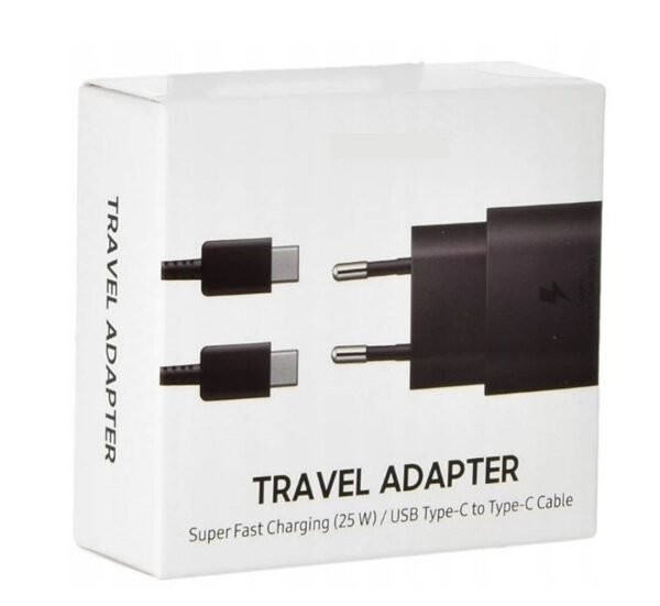 Комплект, мрежово зарядно, съвместимо с Samsung, бързо зареждане, кабел, черен, USB-C, Type-C, 25W