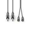 23234-B Кабел преходен за пулт Nedis, професионален, 2x6,3mm MONO JACK(м), 2xRCA(м), 5m