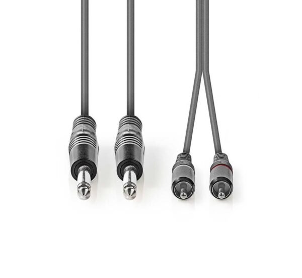 23234-B Кабел преходен за пулт Nedis, професионален, 2x6,3mm MONO JACK(м), 2xRCA(м), 5m