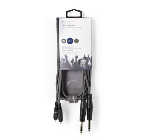 23234-C Кабел преходен за пулт Nedis, професионален, 2x6,3mm MONO JACK(м), 2xRCA(м), 5m
