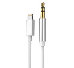 Аудио кабел за музика JH-023, iPhone, Apple lightning(м), 3,5mm JACK(м), бял, 1m