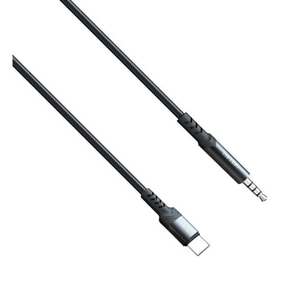 23347-A Аудио кабел за музика AUX38, Type-C(м), 3,5mm JACK(м), черен, 1m