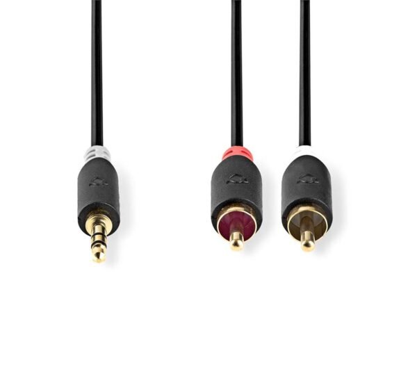 23363-B Кабел за аудио Nedis, професионален, STEREO, HQ, 3,5mm JACK(м), 2xRCA(м), силиконов, 10m