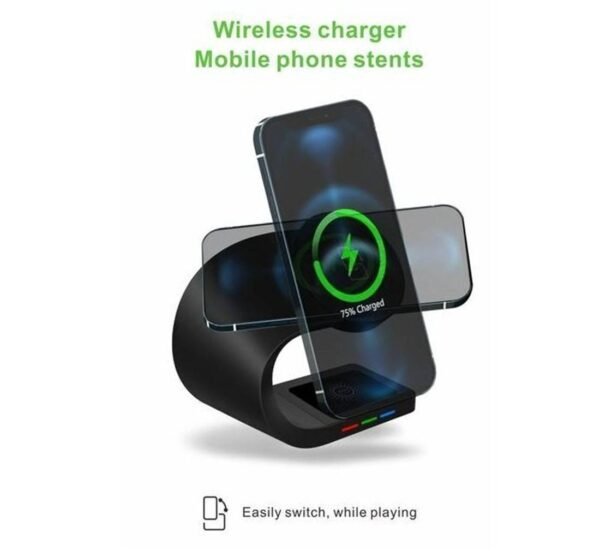 Безжично зарядно Y36, универсално, зареждане на смартфони, часовници, слушалки, 15W