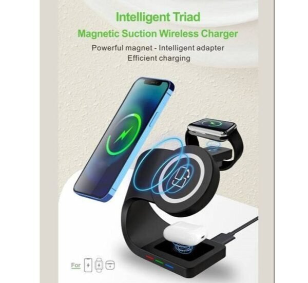 Безжично зарядно Y36, универсално, зареждане на смартфони, часовници, слушалки, 15W