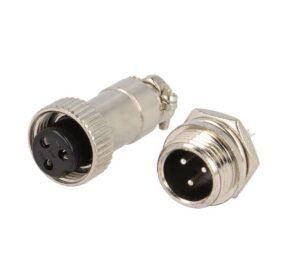 Букса за ховърборд GX16-3, комплект, метална, 3-ка, м+ж, 48VDC, 125VAC, M12x44mm