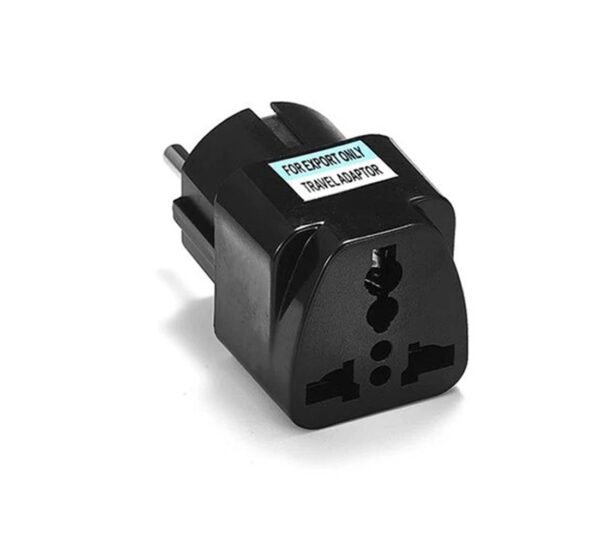 09506-A Преходник за български контакт "шуко" от английски щепсел, вход UK, изход EU, дълъг, черен, 220VAC, 10A