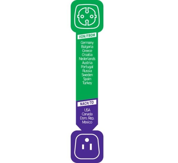 Преходник 1508550 за американски, US контакт, от български, заземен, EU, 125VAC, 15A