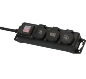 Разклонител 1159950013, външен, ключ, 3-ка, черен, 2m, IP44, 220VAC, 16A, 3x1,5mm2