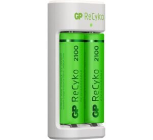 Мрежово зарядно E211, акумулаторни батерии, комплект 2xAA, 2100mAh, USB