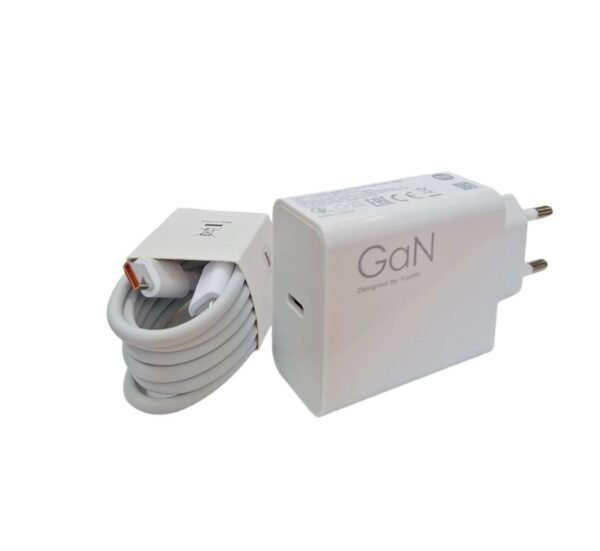 Комплект, мрежово зарядно, съвместимо с Xiaomi, бързо зареждане, кабел, бял, USB-C, Type-C, 67W