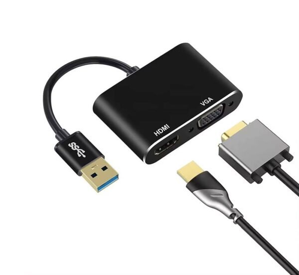 23203-B Конвертор, преобразувател, вход USB 3.0(м) изход HDMI(ж), VGA(ж)+3,5mm JACK(ж)