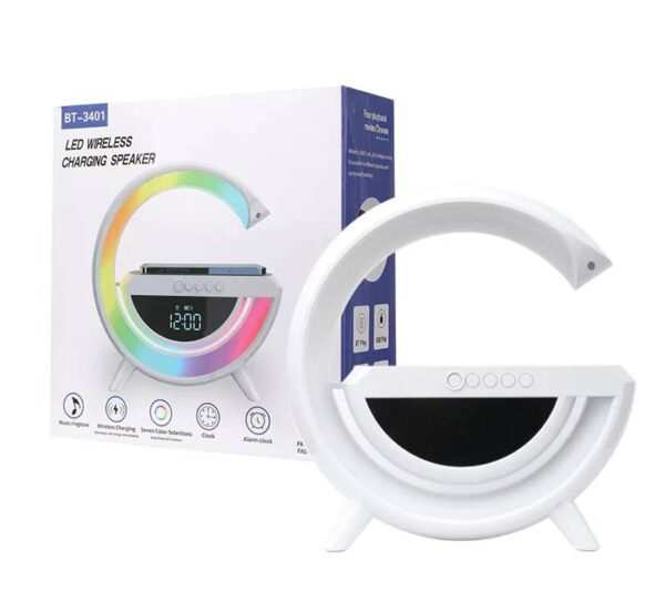 Безжично зарядно BT-3401, тонколона, часовник, зареждане на смартфони, 15W