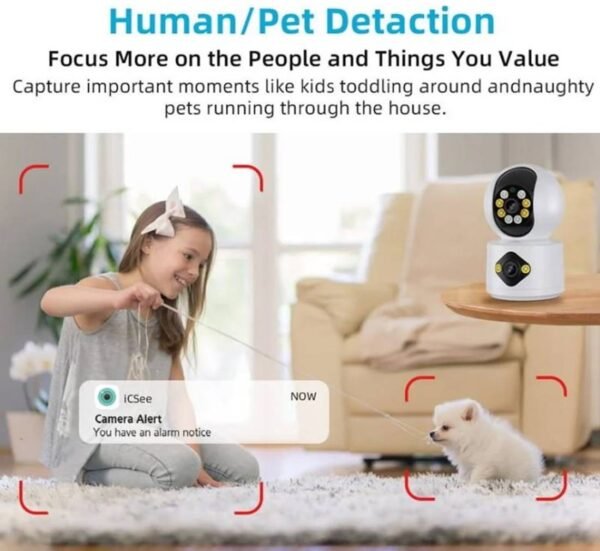 Камера за бебета Lylu, видео и аудио наблюдение, двойна, въртяща, Wi-Fi, 6MP, 1080p, ICSEE