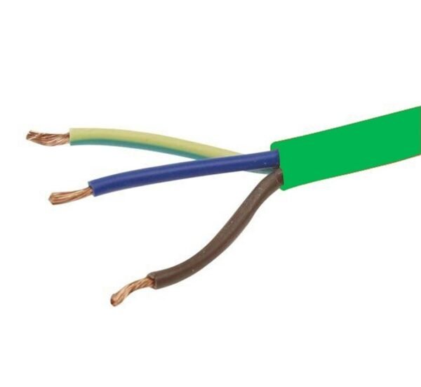 Кабел трижилен, захранващ, кръгъл, мрежови, зелен, ШВПС-Б, 3x1mm2