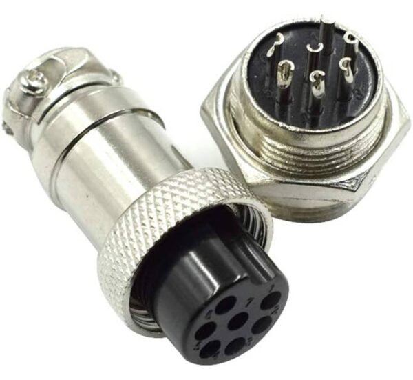 Букса GX16-7, комплект, метална, 7-ца, м+ж, 48VDC, 240VAC, M16x47mm