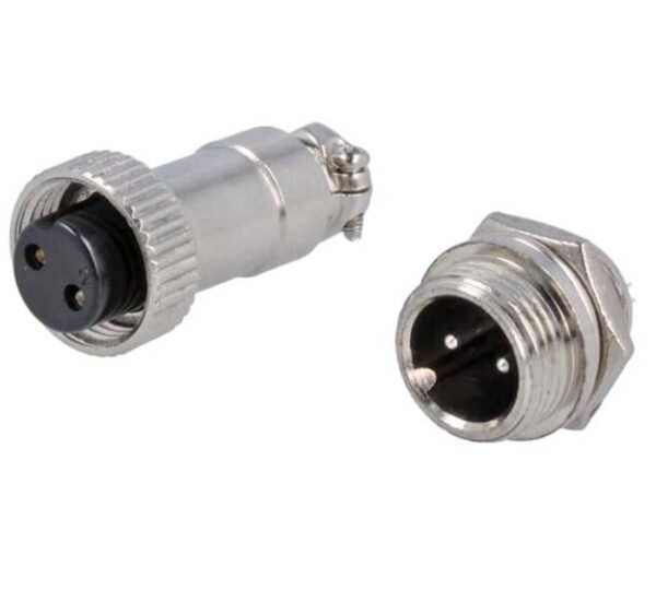 00501-A Букса GX16-2, комплект, метална, 2-ка, м+ж, 48VDC, 125VAC, M12x44mm