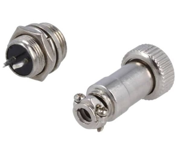 00501-B Букса GX16-2, комплект, метална, 2-ка, м+ж, 48VDC, 125VAC, M12x44mm