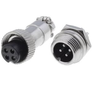 Букса GX16-4, комплект, метална, 4-ка, м+ж, 48VDC, 125VAC, M12x44mm