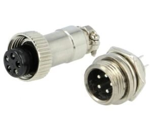 Букса GX16-5, комплект, метална, 5-ца, м+ж, 48VDC, 125VAC, M12x44mm