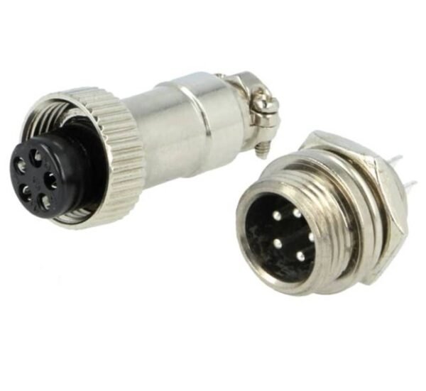 00503-A Букса GX16-5, комплект, метална, 5-ца, м+ж, 48VDC, 125VAC, M12x44mm