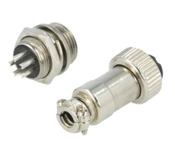 00503-B Букса GX16-5, комплект, метална, 5-ца, м+ж, 48VDC, 125VAC, M12x44mm