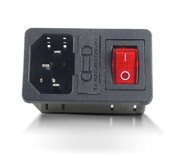 Букса панелна, захранваща за компютър, гнездо за предпазител, ключ, IEC C14(м)