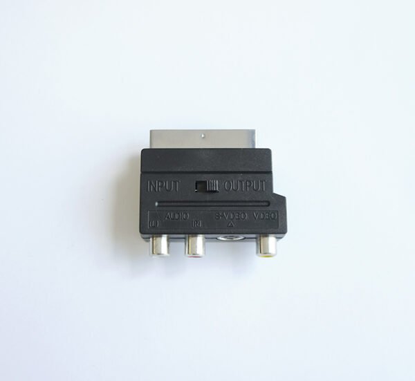 Букса преходна с превключвател SCART(м)/3xRCA(ж)+SVHS 5pin(ж)
