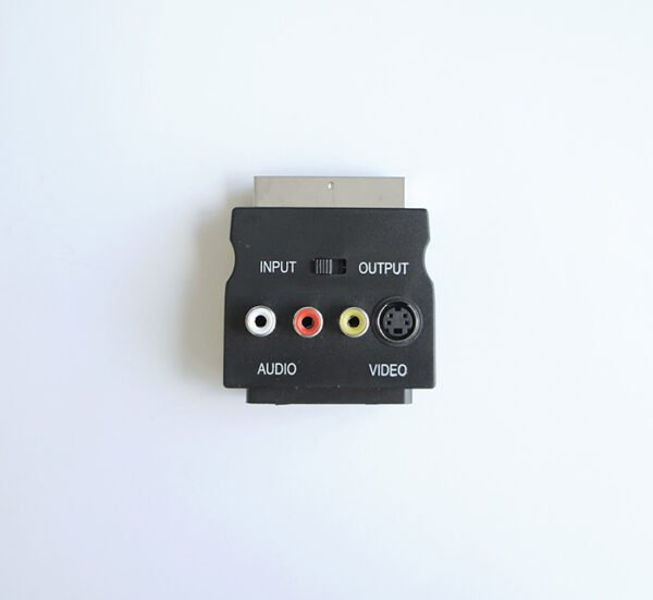 Букса преходна с превключвател SCART(м)/SCART(ж)+3xRCA(ж)+SVHS 5pin(ж)
