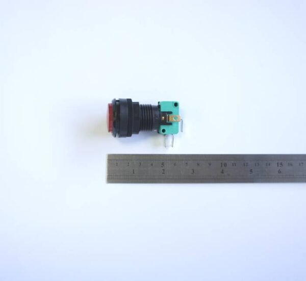 00884-B Бутон за игрална машина светещ незадържащ НО червен 250V 6A Ф24mm
