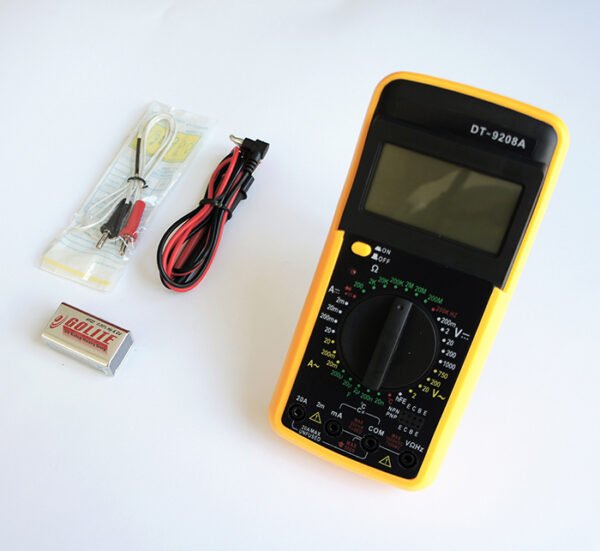 Мултицет DT-9208A, зумер, термосонда, VAC, VDC, AAC, ADC, OHM, °C, F, Hz