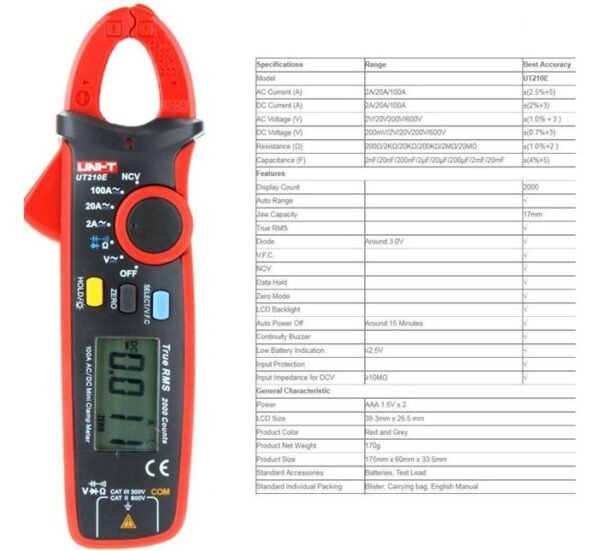 Амперклещи със зумер UT-210E VAC/VDC | AAC/ADC | OHM | F | NCV