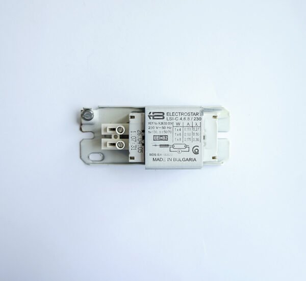 Български дросел за луминисцентни и UV лампи 230V 1x4W/1x6W/1x8W