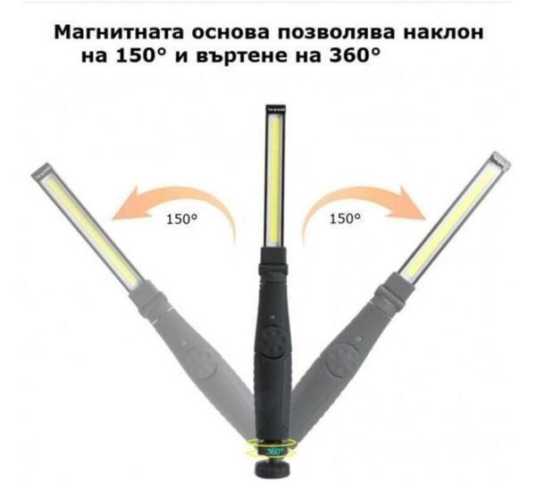 03079-D LED фенер JW-821, акумулаторна батерия, магнит, регулатор, гъвкав, стойка, 10W