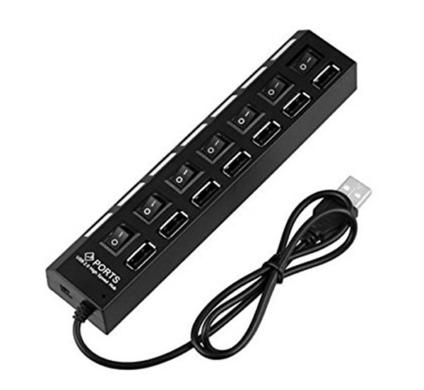 Разклонител USB HUB, хъб с ключ, 7xUSB, 0,5m