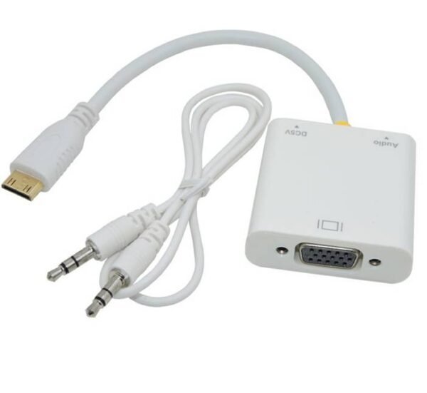 Кабел с конвертор, преобразувател, вход MINI HDMI(м), изход VGA(ж), 0,3m