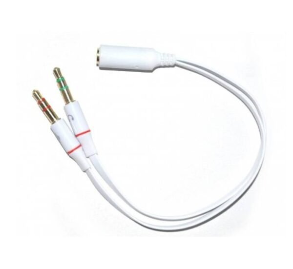 Кабел преходен за микрофон 3,5mm с 3 пръстена JACK(ж)/2xJACK(м) 0,2m