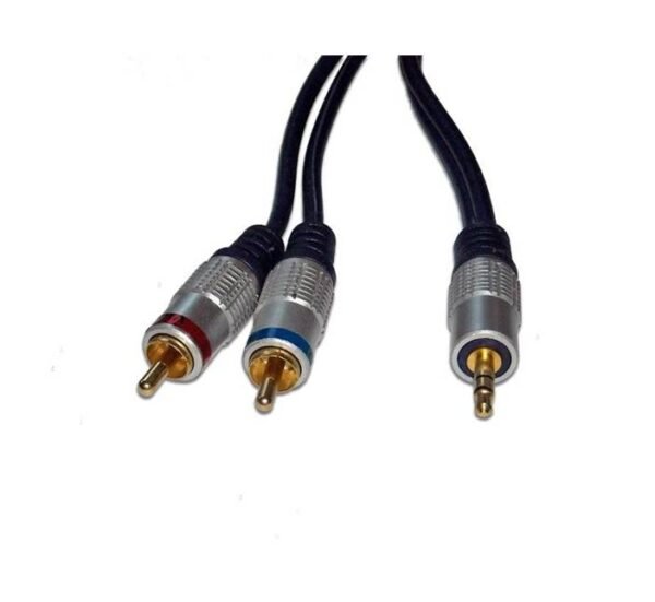 05135-B Кабел за аудио, високо качество, STEREO, 3,5mm JACK(м), 2xRCA(м), черен, 1,8m