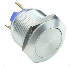 Бутон PBS-28C, метален, незадържащ, сив, НЗ, 250V, 5A, Ф20mm