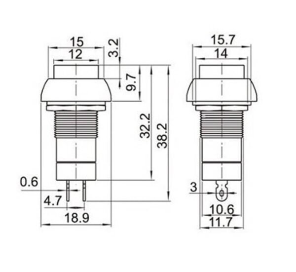 05711-A Бутон PBS-11B, незадържащ, зелен, НО, 220VAC, 2A, Ф12mm, SPST