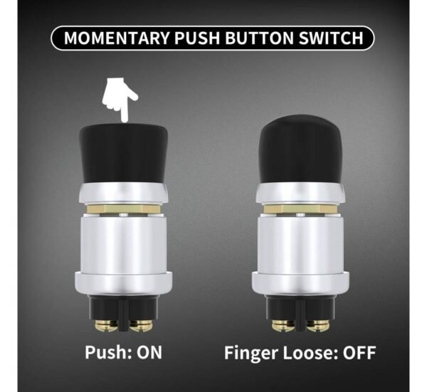 Бутон за стартер ASW-B05, незадържащ, НО, черен, 12VDC, 50A, Ф16mm