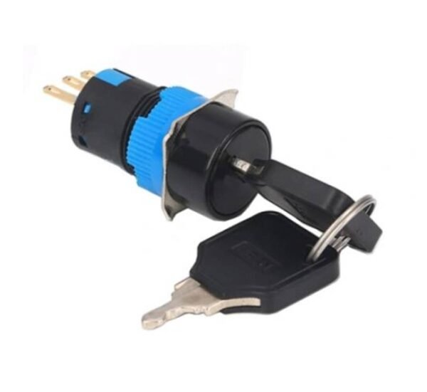 Ключ LA16, ротационен, 3pin, 2 положения, ключалка, 250VAC, 3A, Ф16mm, SPST