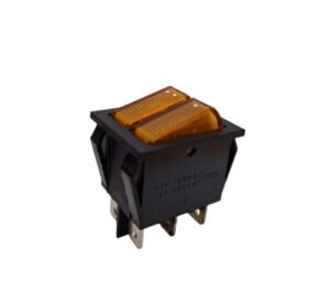 Двоен ключ MK-321A, 6pin, 2х2 положения, светещ, оранжев, 250VAC, 15A, 28x22mm