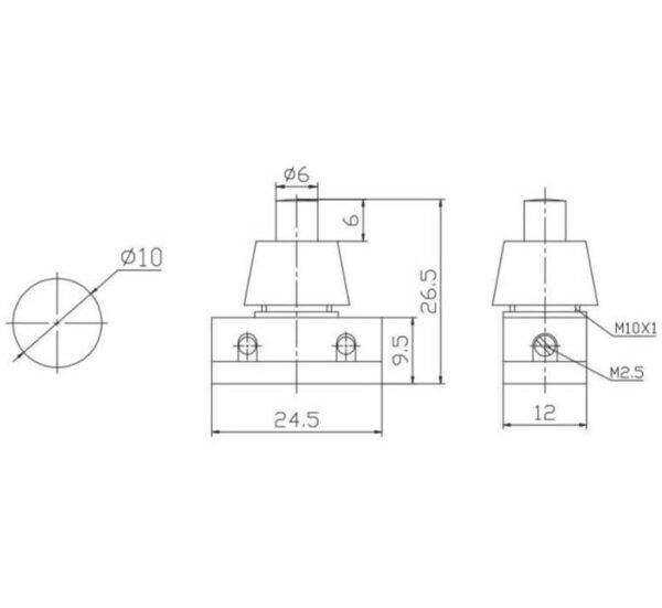 Ключ, мързелив, за лампа, 2 положения, бял, Ф10mm