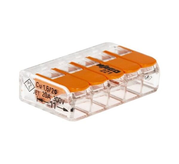 Бърза връзка WAGO, за кабели, PA66, 5ца, 300V, 20A, 4mm2