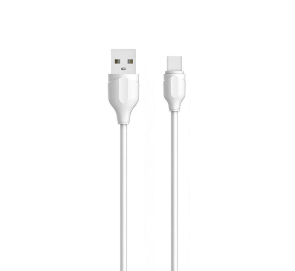 06074-A Кабел Type-C LS372, бързо зареждане, силиконов, бял, USB-A(м), USB-C(м), 2m, 2,4A