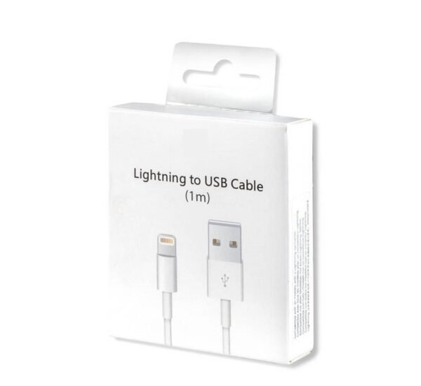 Кабел за iPhone, бързо зареждане, силиконов, бял, USB-А(м), apple lightning(м), 1m, 2A